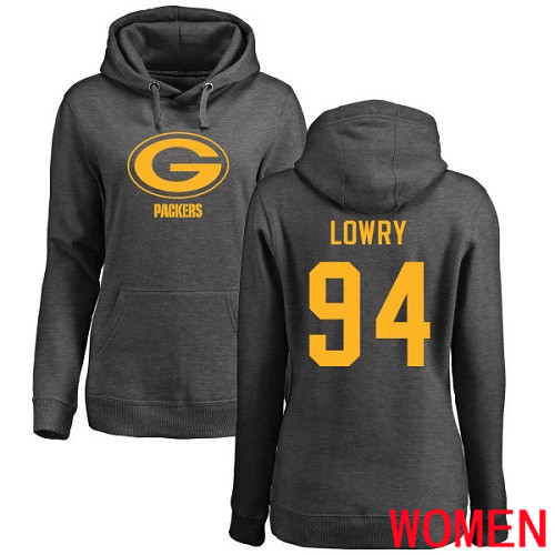 Green Bay Packers Ash Women #94 Lowry Dean One Color Nike NFL Pullover Hoodie Sweatshirts
